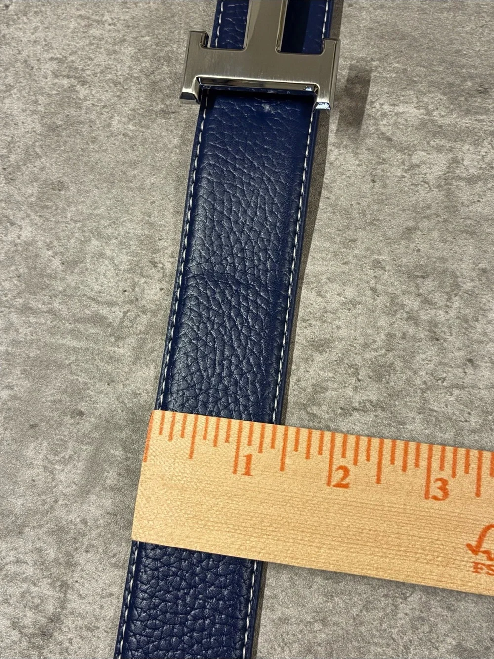 Blue Reversible Belt with Silver H Buckle